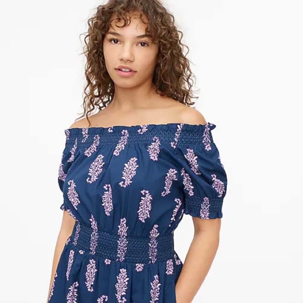 J. Crew smocked puff sleeve dress - Picture 3 of 6